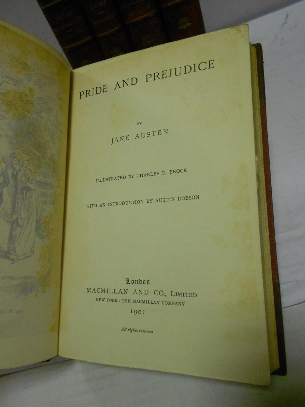 Bindings. AUSTEN (Jane) Works, 5 vols, Macmillan 1897-1904, 8vo, illustrated by Hugh Thomson or C. - Image 2 of 4