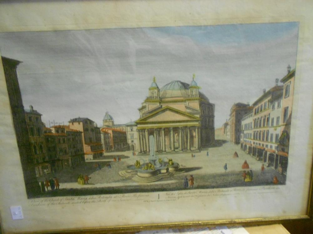 A collection of 18th century Italian engravings, mostly with hand colour, scenic and - Image 3 of 7