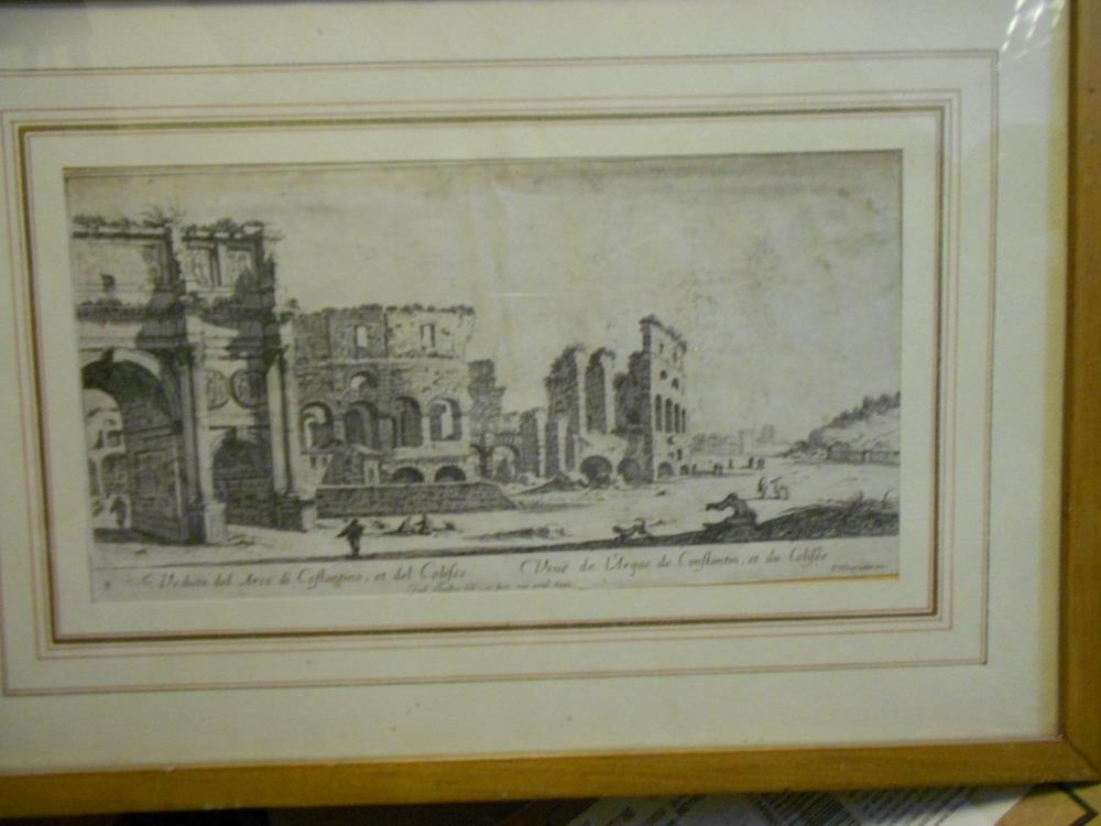 A collection of 18th century Italian engravings, mostly with hand colour, scenic and