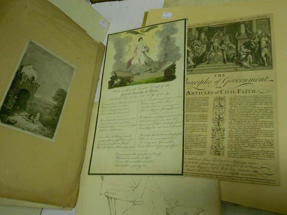 A folder of loose prints and drawings, 'Majesty & Grace', a Duke of Wellington caricature, - Image 3 of 3