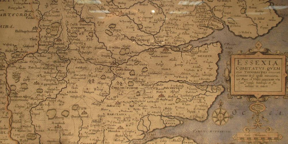 William Kip, Essexia, engraved map of Essex, pale hand colouring, 28.5 x 36.5cm - Image 3 of 3