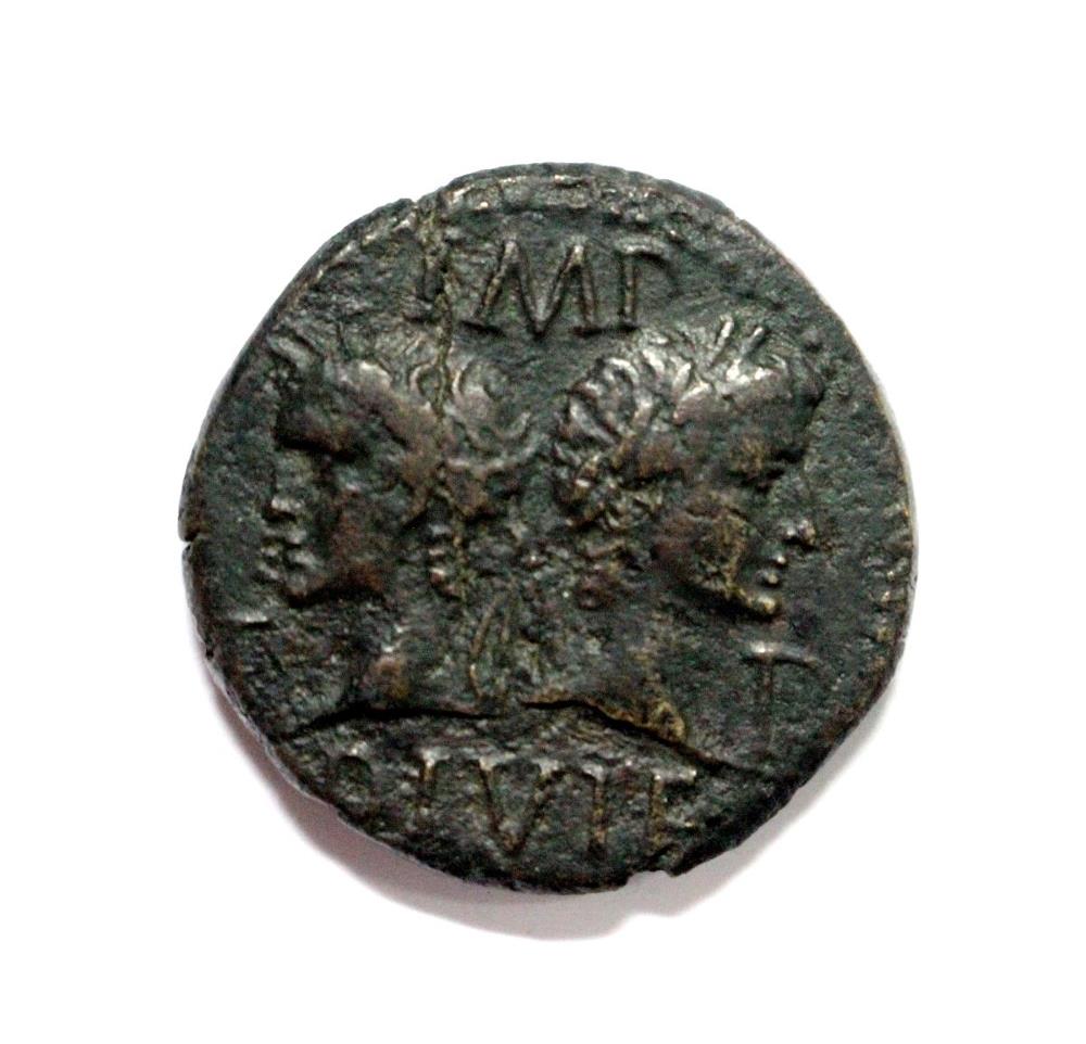 Augustus with Agrippa (10-14AD) back to back with chained crocodile and palm tree, VF or better, - Image 2 of 2