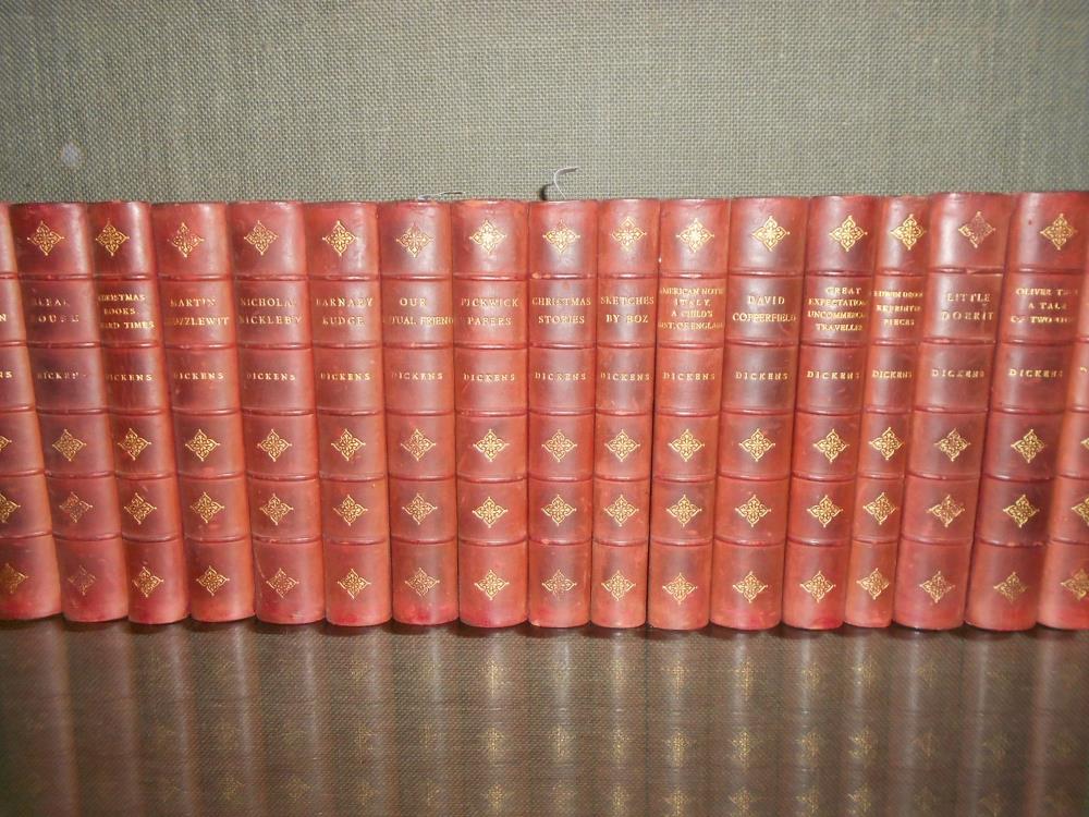 DICKENS (Charles) Works, Crown edition in 17 vols., c.1895, 8vo, half calf, illustrated