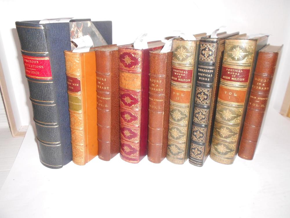 Fine bindings, 8vo. MILTON (J) Poetical Works, 1843, 2 vols., polished calf by Riviere; HERBERT (