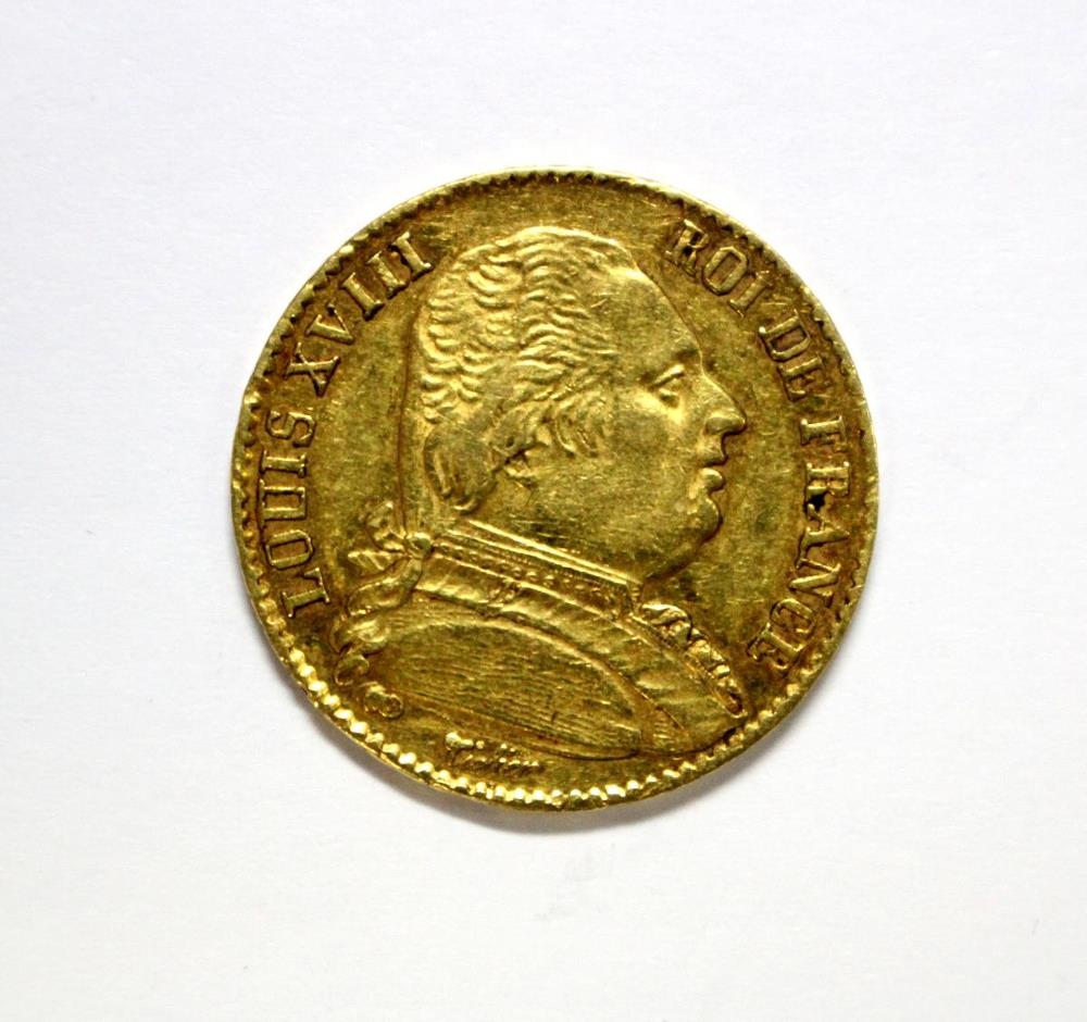 France gold 20 Francs, 1814, 'A', about VF, 6.5gm - Image 2 of 2