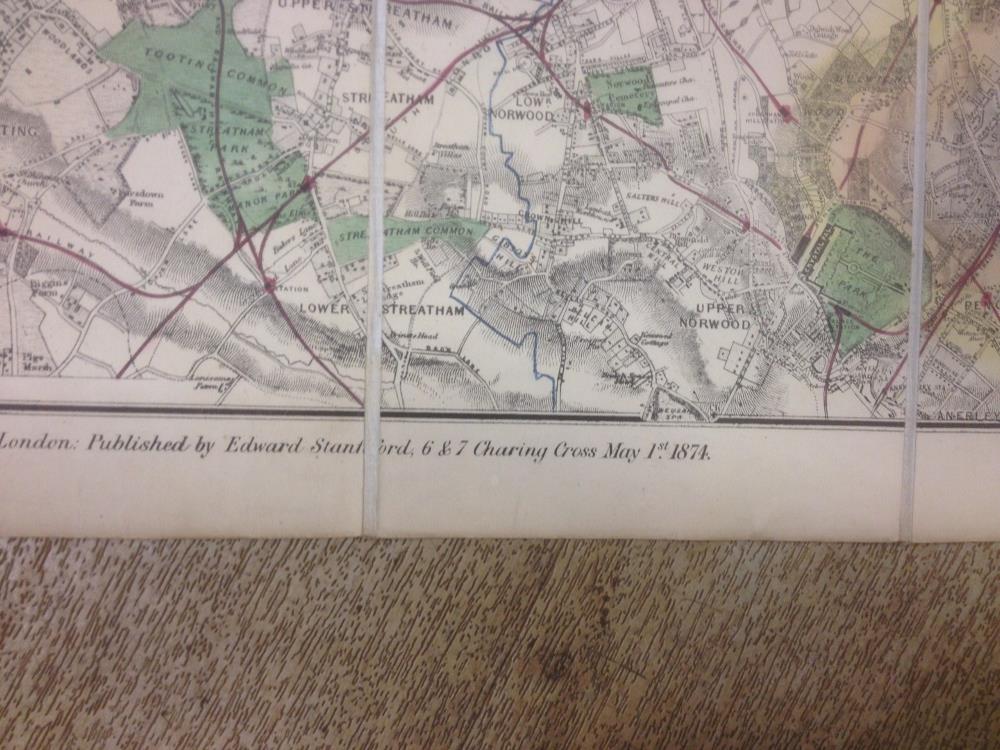 DAVIES'S Map of London and its Environs, scale 2 inches to a mile, folding engraved hand coloured - Image 4 of 5