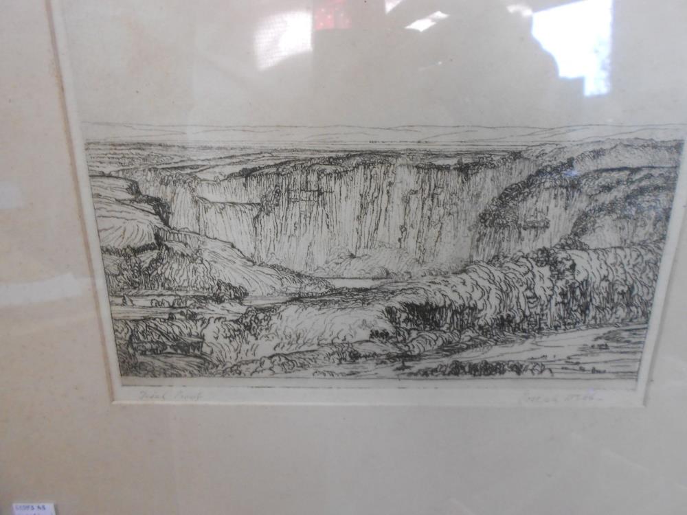 Joseph Webb (1908-62) Landscape with escarpment, etching signed below in pencil, 22 x 28cm - Image 2 of 2