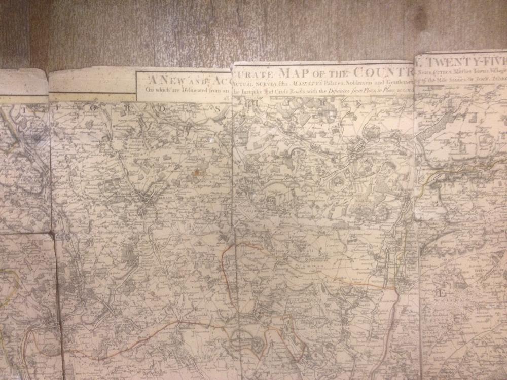 A New and Accurate Map of the Country around London, folding hand coloured engraved map, c.1777, 125 - Image 2 of 4