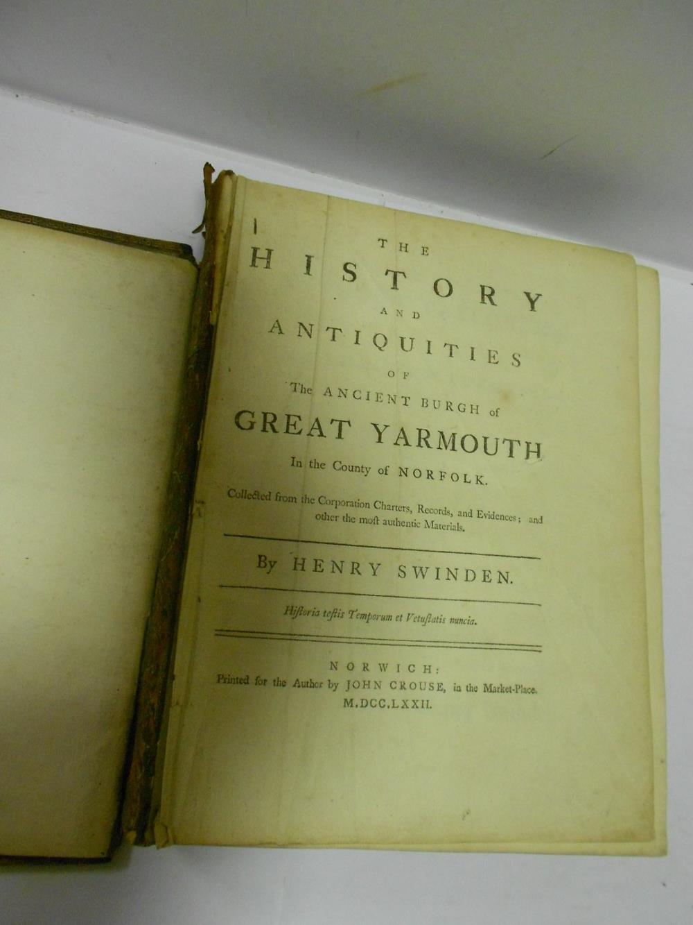 HISTORY - GREAT YARMOUTH. SWINDEN (Henry) The History and Antiquities of —-, 1772, 4to, covers - Image 3 of 4