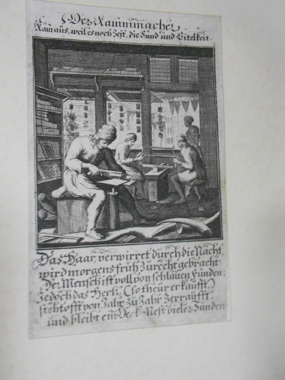 A collection of c.53 German 18th century engravings of trades, with titles above and text below, - Image 4 of 5