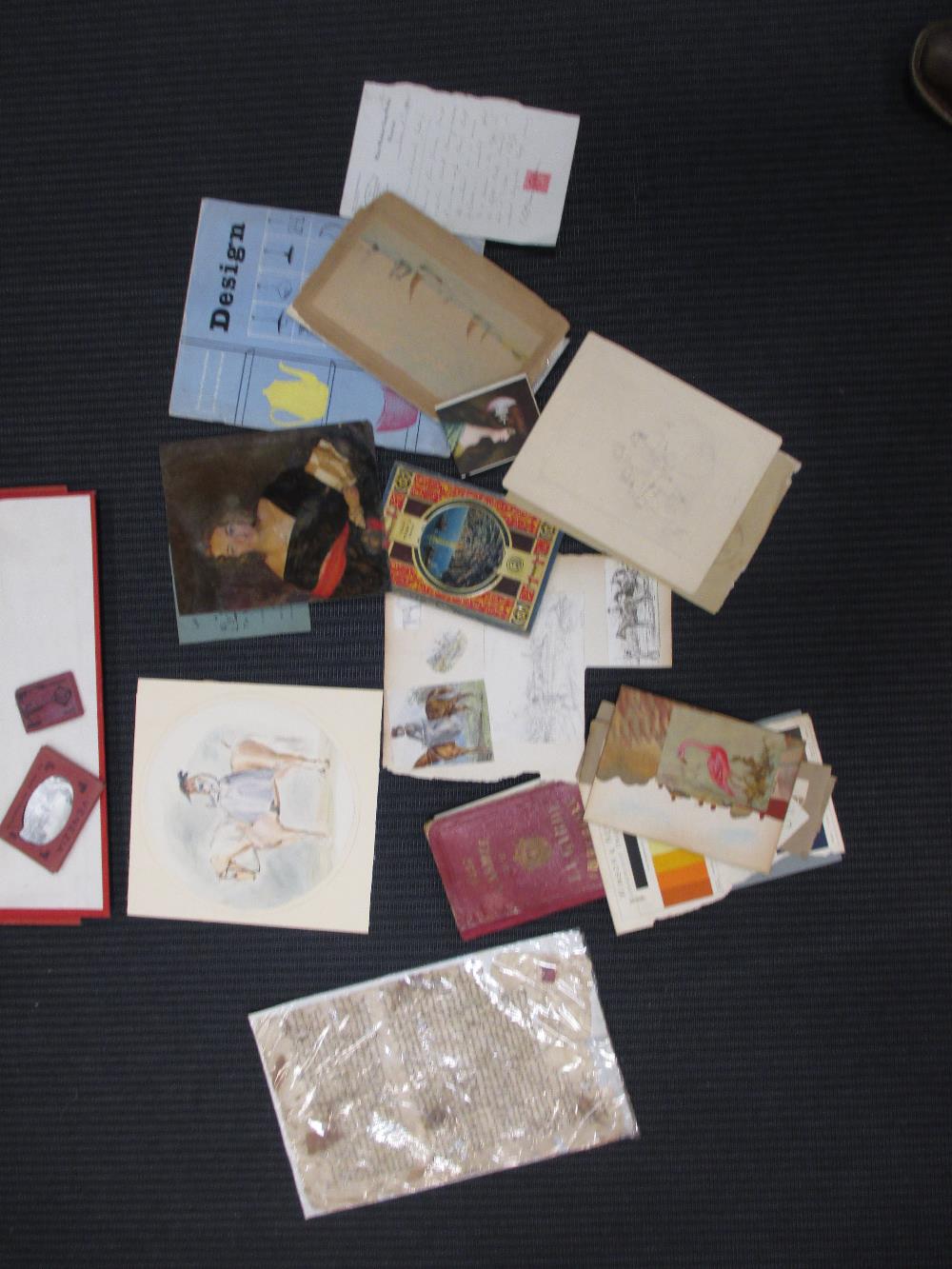 A folio and a box of assorted antique prints, watercolours, drawings and photographs - Image 3 of 3