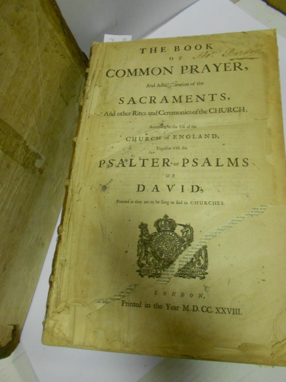 Prayer Book and Bible. Book of Common Prayer, 1728, folio, title damaged, bound with Bible title - Image 8 of 11