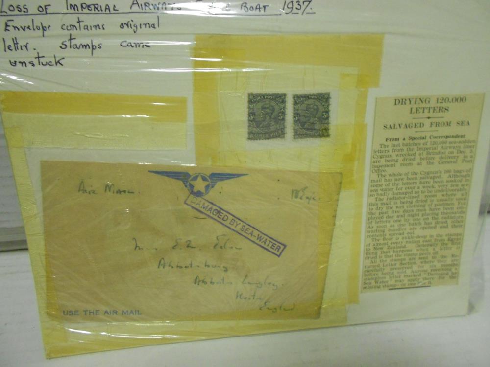 Stamps, mixed 20th century, including early air mail, Cygnus Flying Boat crash 1937 at Brindisi