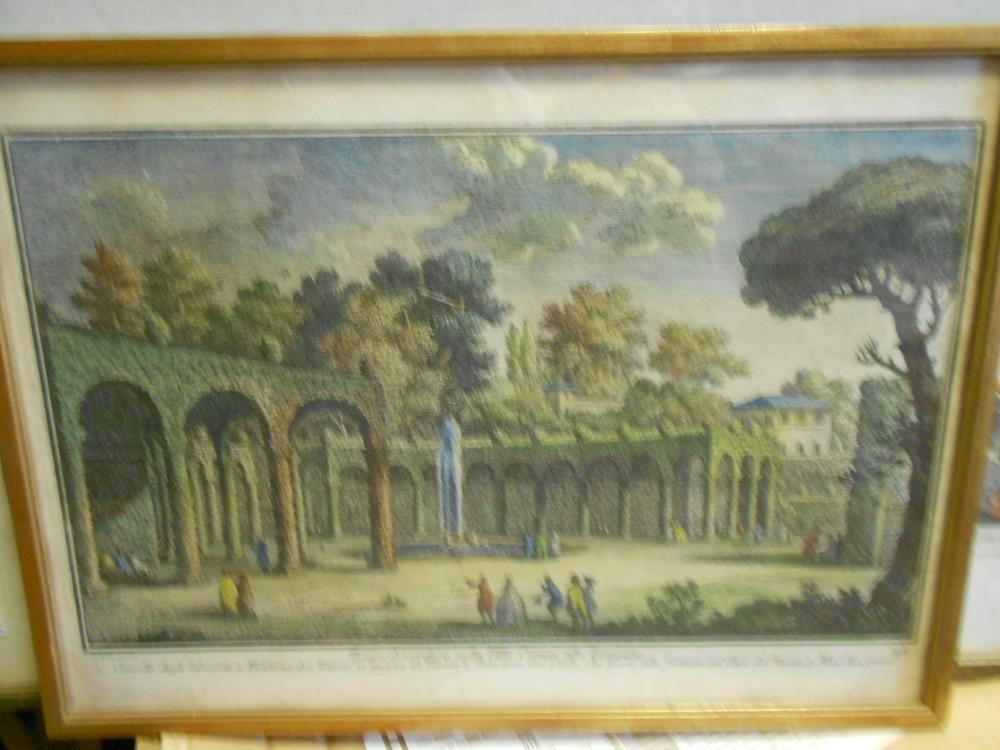 A collection of 18th century Italian engravings, mostly with hand colour, scenic and - Image 4 of 7