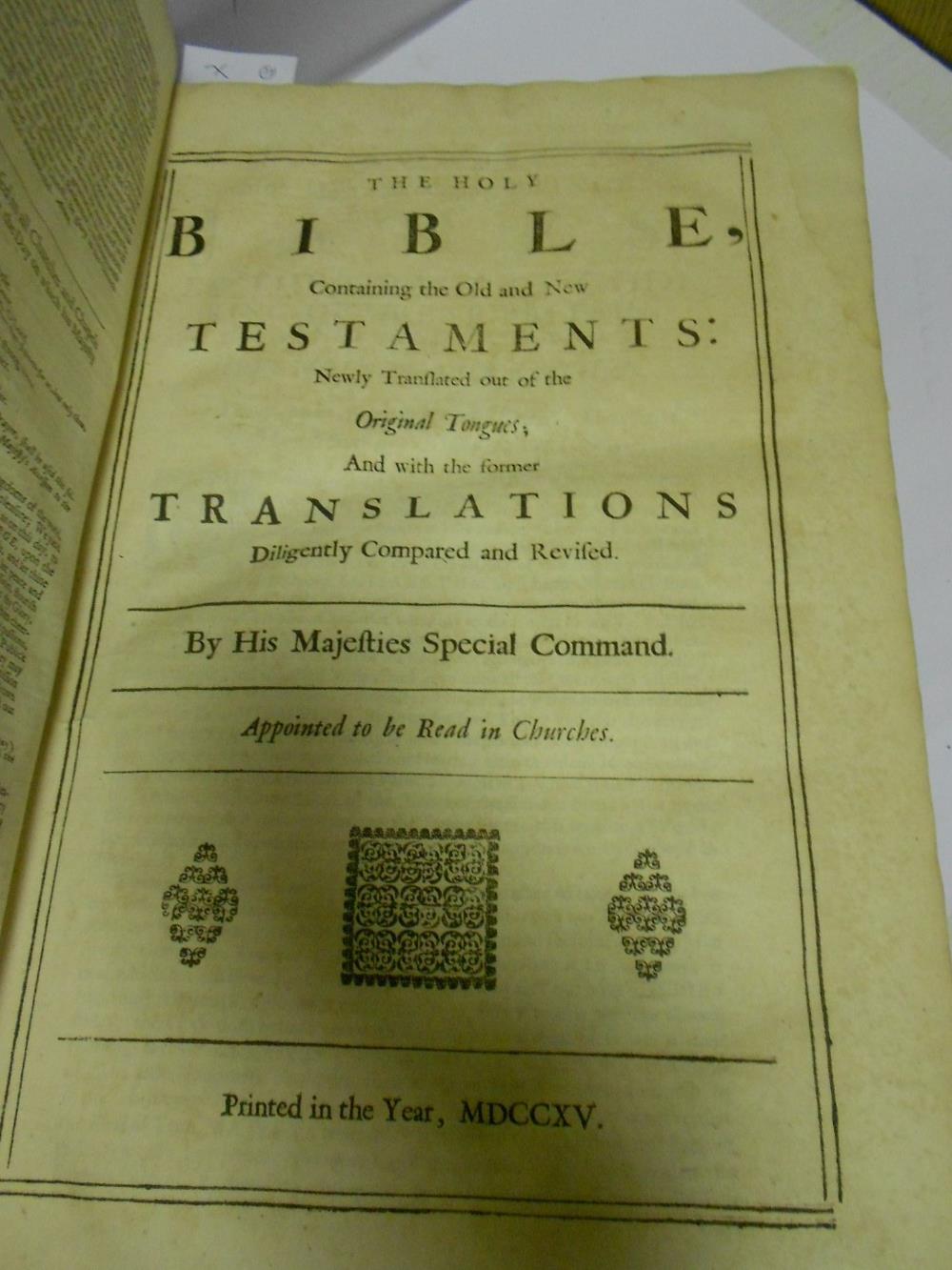 Prayer Book and Bible. Book of Common Prayer, 1728, folio, title damaged, bound with Bible title - Image 11 of 11