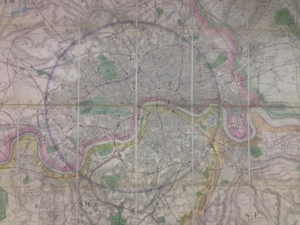 DAVIES'S Map of London and its Environs, scale 2 inches to a mile, folding engraved hand coloured - Image 3 of 5