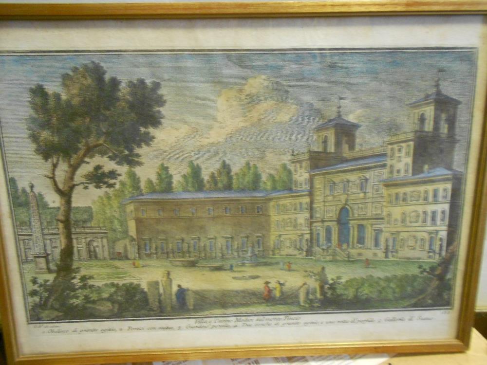 A collection of 18th century Italian engravings, mostly with hand colour, scenic and - Image 5 of 7