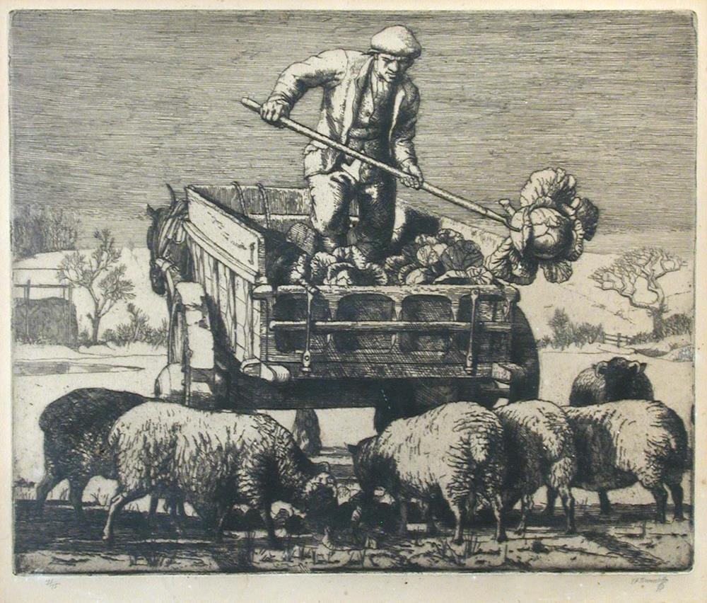 Charles Frederick Tunnicliffe, R.A. (1901-1979) The Sheep Doctors, etching, signed and numbered 64/ - Image 2 of 3