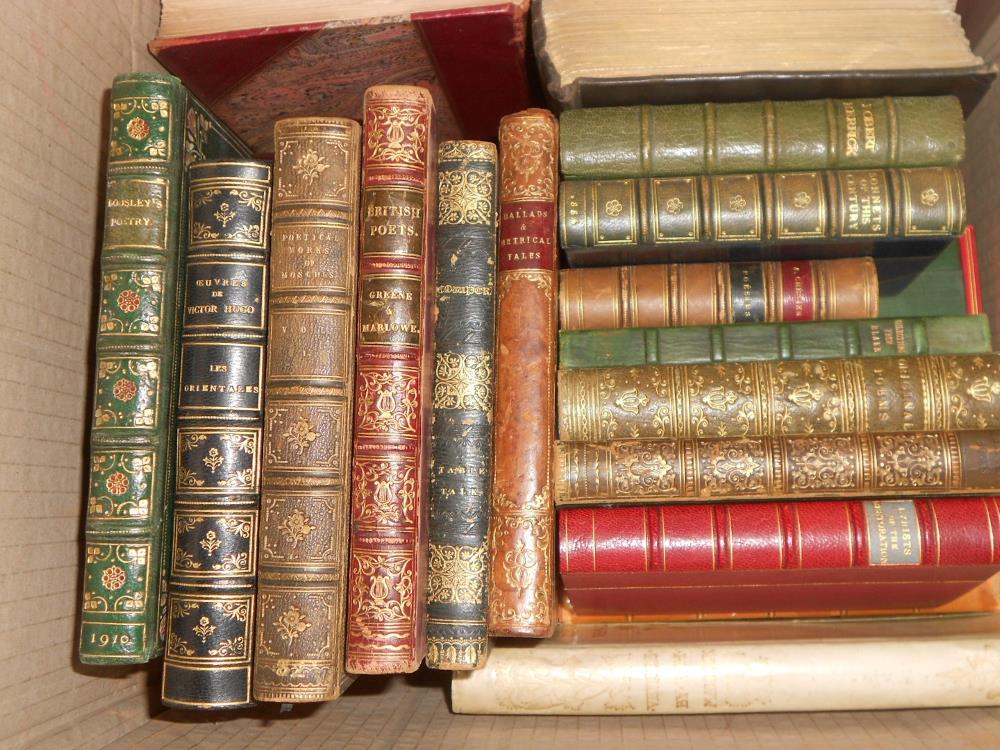 Literature - bindings. Collection of 19th century works, 8vo and 12mo, variously leather bound,