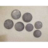 Shillings, 1758 F or better, 1787 (3) all F/VF, together with 3 sixpence 1758 and 2 x 1787 all F