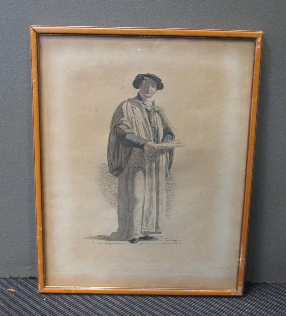 A collection of Academic coloured engravings including Ackermann's College Gowns, framed and - Image 5 of 8