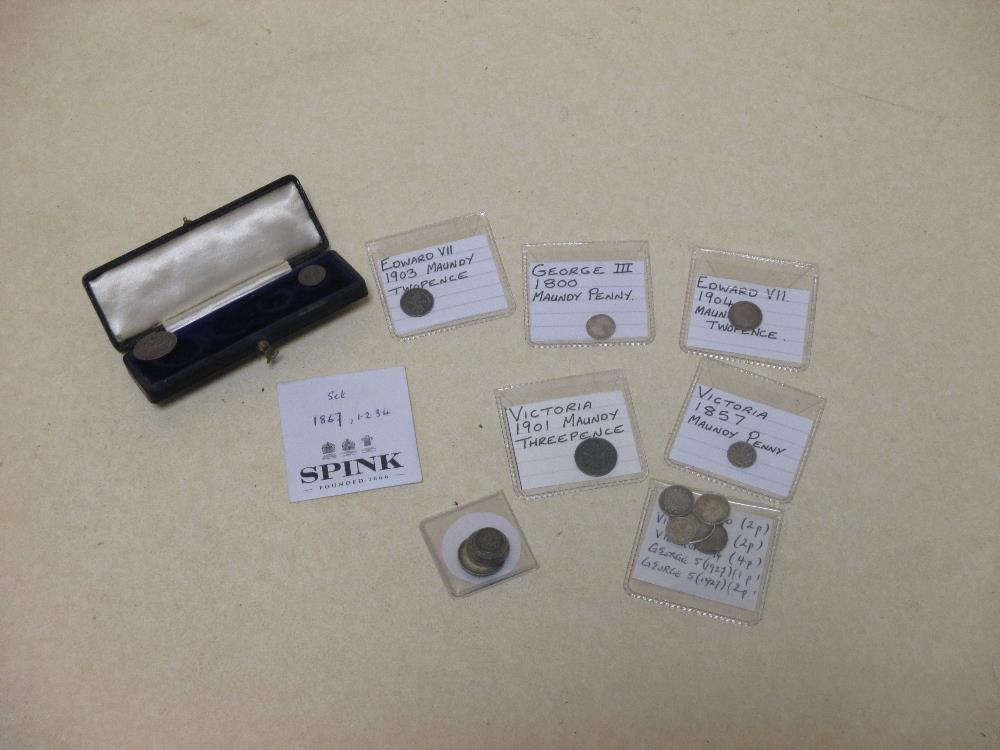George III Maundy penny 1800 good/VF, together with various Maundy coins (small parcel) including - Image 2 of 2