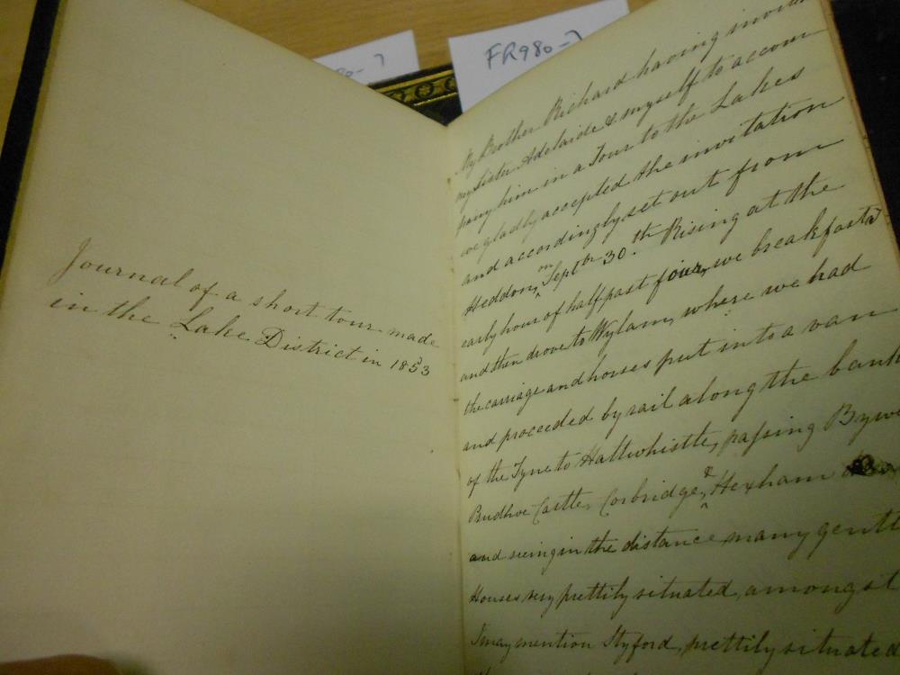 An 1853 small manuscript travel journal, of a brief tour in the Lake District, together with an - Image 2 of 7