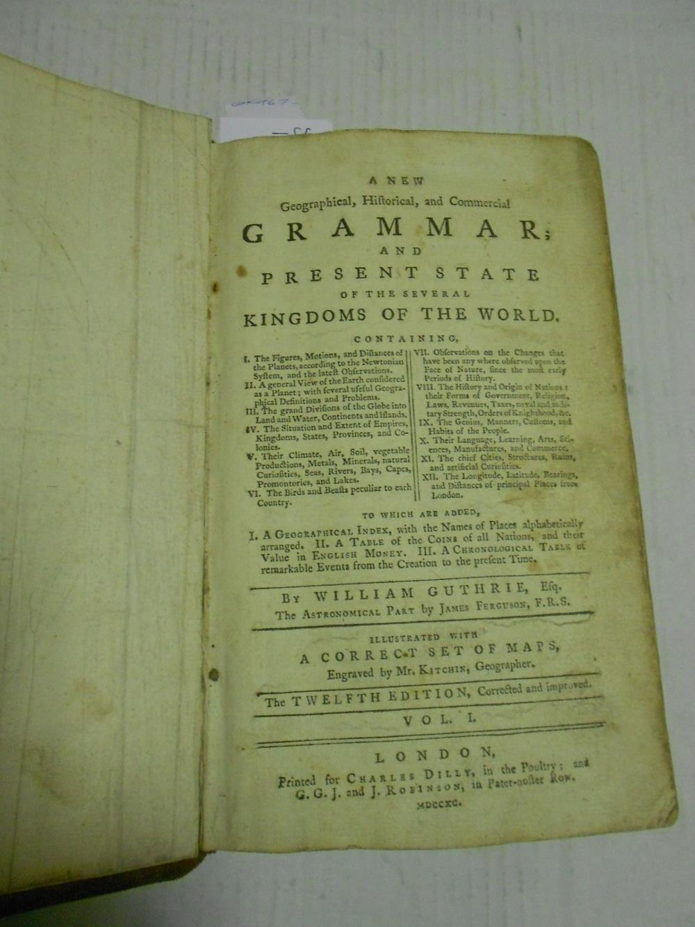 GUTHRIE (William) Universal Geography Improv'd, 1795, 4to, new edition, folding maps (Cook's chart - Image 3 of 9