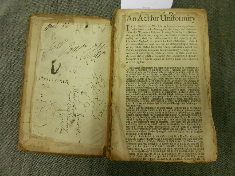 Book of Common Prayer, 1662 or later, black letter, folio in sixes, defective (incomplete),