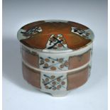 David Frith (born 1943), a two-tier circular box and cover, decorated with a cruciform shape to