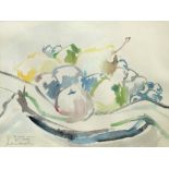 Chatin Sarachi (Albanian, 1899-1974) Still life of a bowl of fruit signed and inscribed lower