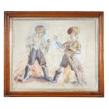 § Monica Rawlins (Welsh, 1903-1990) Two gypsy boys sparring pencil and watercolour on paper, in a