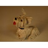 Ida Meisinger for Goldscheider, a white glazed model of a terrier, with pricked ears, printed and