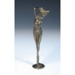 After Moreau, an Art Nouveau bronze model of a female nude, she stands with her arms raised around