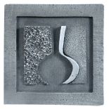 Jonathan Clarke (British, 1924-2014), an aluminium plaque, the relief decorated square initialled