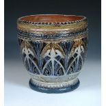 A Martin Brothers reticulated stoneware jardiniere by Robert Wallace Martin, pierced with foliate