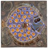 Jean Powell of Craig Bragdy Design, Denbigh, Wales, a tiled panel of a puffer fish, signed along the