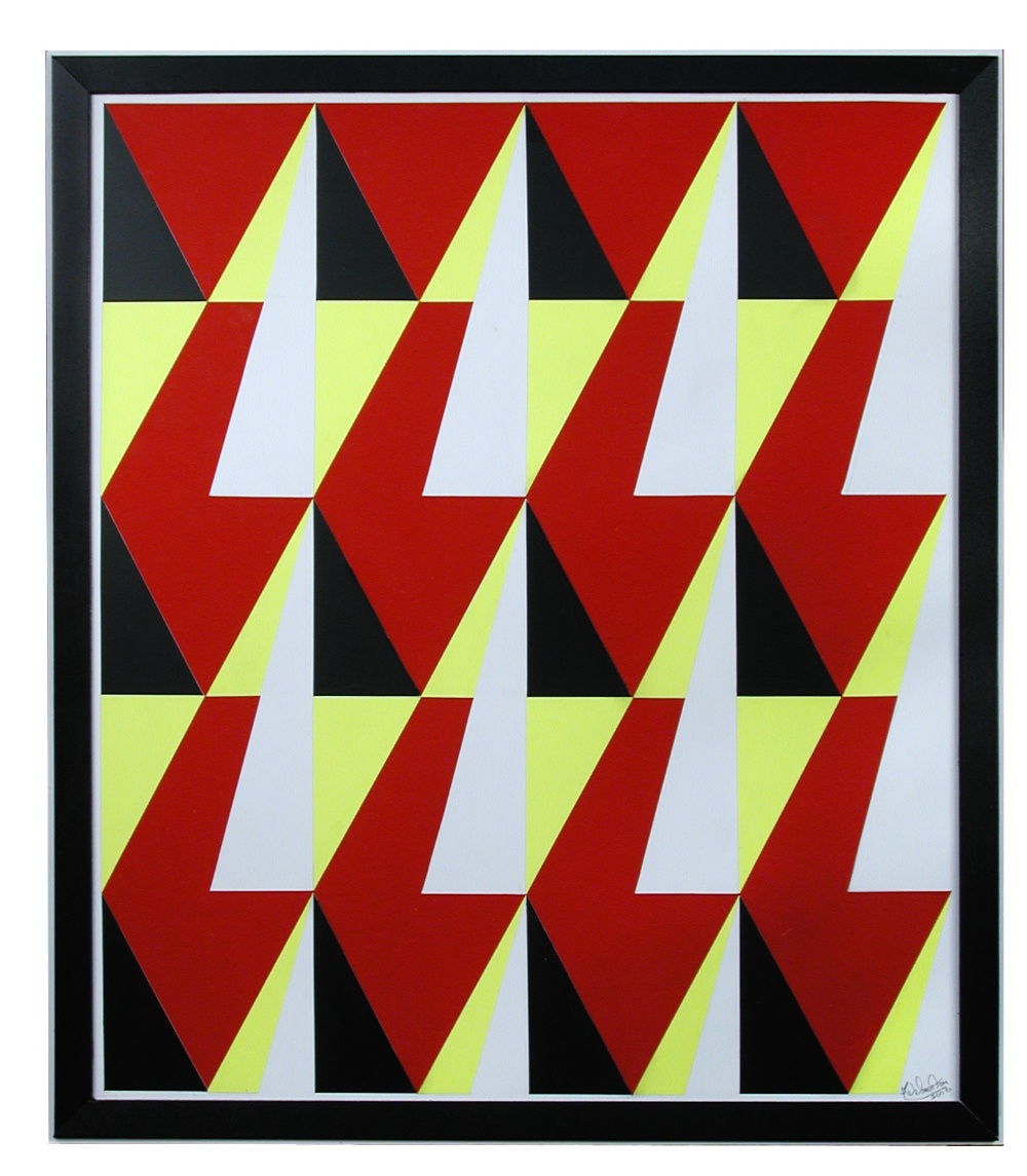 § Frank Downton (British, b.1936) Abstract in red, black and yellow; and Abstract sunburst in