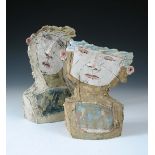 Christy Keeney, (born 1958), two pottery busts, signed 'Keeney' to the reverse, one dated (19)99