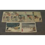 Kiyochika (1847-1915), seven woodblock prints, three sheets from the same series of the Sino