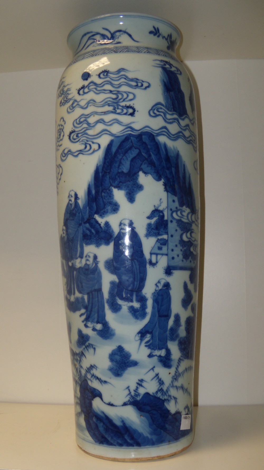 A Kangxi style blue and white vase, a cavetto neck and rounded shoulders above the tapering - Image 2 of 5
