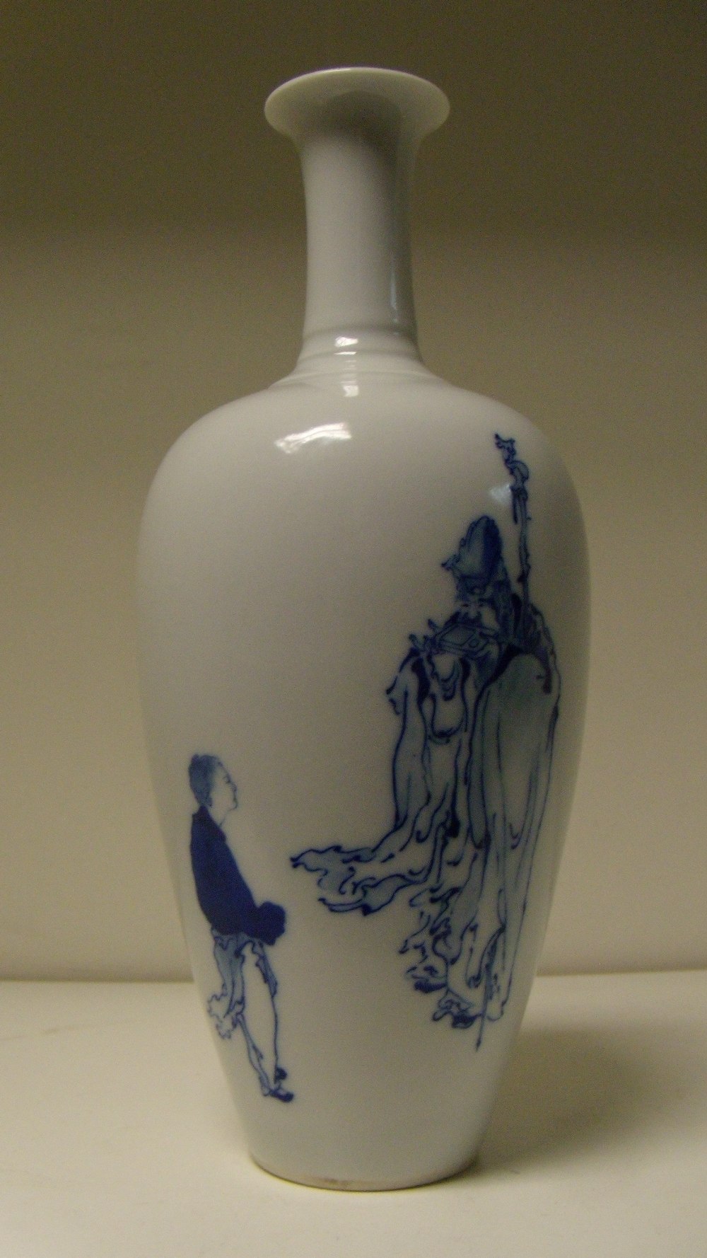 Wang Bu (1896-1968), a blue and white vase, painted with Su Tungpo (1037-1101), the Song dynasty
