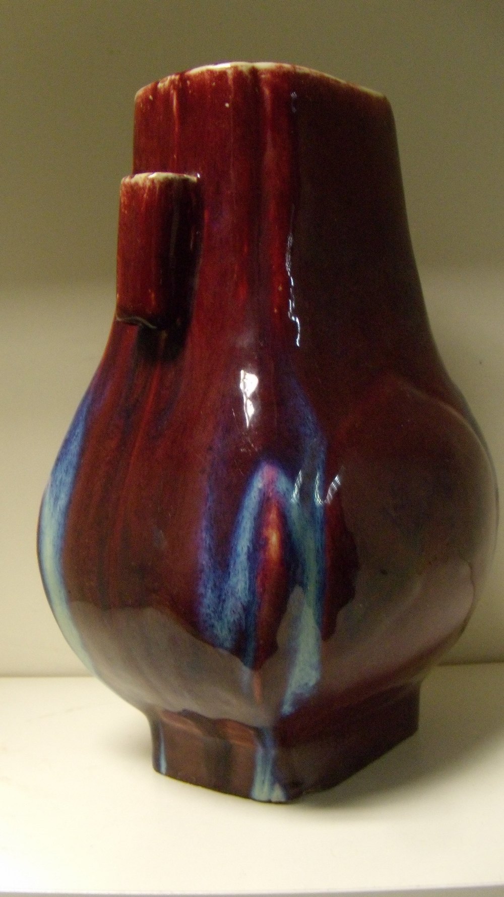 A flambe arrow vase of rectangular sectioned baluster shape, the broader sides of the body with - Image 2 of 4