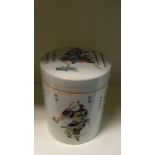 A famille rose Libai type cylindrical jar and cover painted with male figures and inscriptions