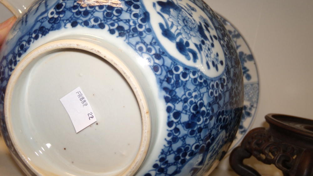 A pair of blue and white plates, period of Kangxi, and a later bowl, the plates painted with central - Image 5 of 5