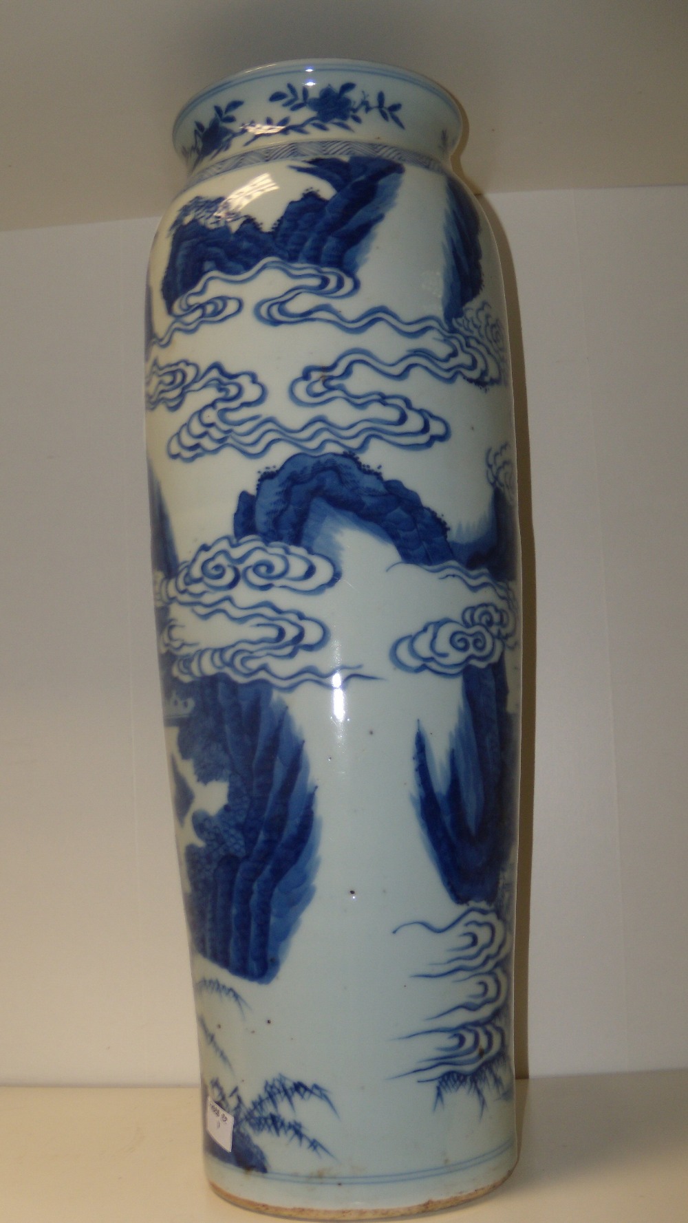 A Kangxi style blue and white vase, a cavetto neck and rounded shoulders above the tapering - Image 3 of 5