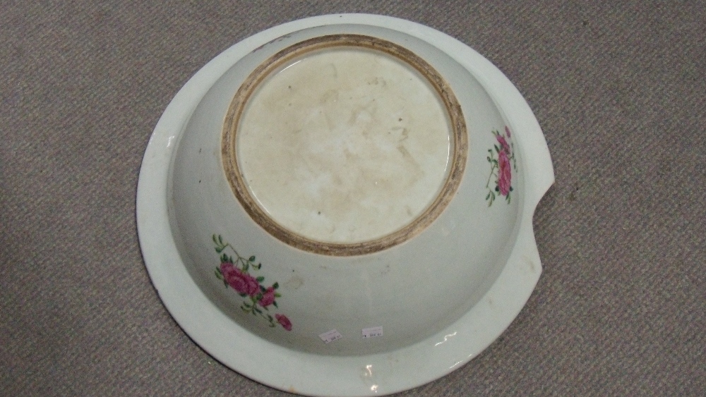 A 19th century Canton bowl, the gilt edged flared rim above a cavetto down to the flat centre, all - Image 2 of 2