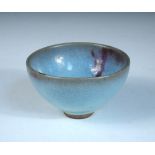 A jun glazed bowl, attributed to the Song dynasty, the lavender interior with two splashes of purple