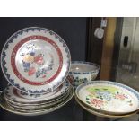 A collection of Chinese famille rose and other plates and bowls