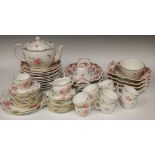 A Victorian part dessert service with floral decoration, and a part tea service in 'Pinxton Roses'